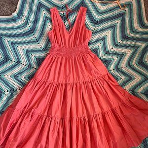 Anthropologie Maeve - NWOT - Tiered Midi Dress Salmon/Pink US 8